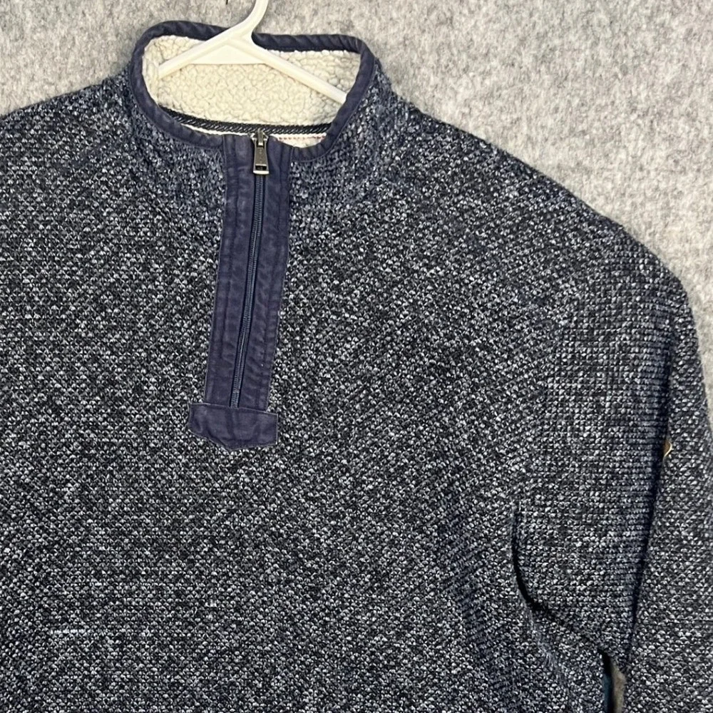 Orvis Men's Classic Collection Quarter Zip Sherpa Lined Pullover Navy Blue Large